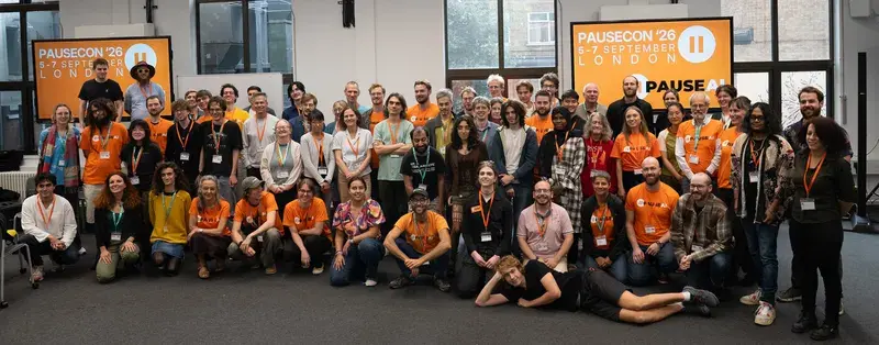 Group photo of attendees at PauseCon London, September 2026