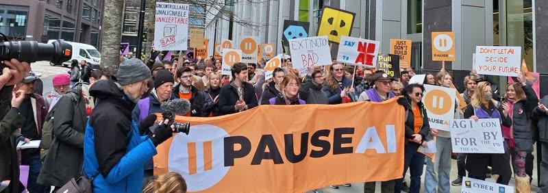 Maxime speaking to the protest audience