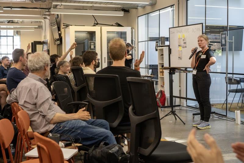 Ella leading a workshop at PauseCon London