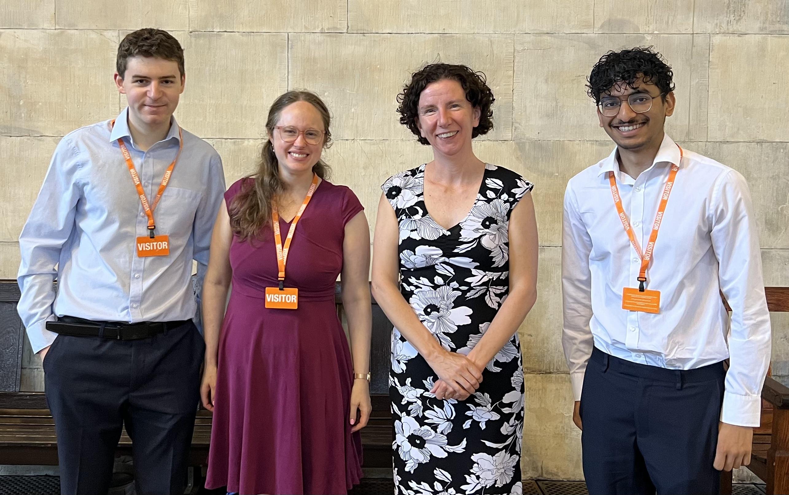 PauseAI UK Director Joseph Miller and three volunteers in the House of Commons